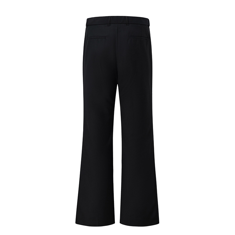 Summer Style High-End Slim-Fit Black Trousers with Button Decoration, Versatile Straight-Leg Drape Casual Trousers for Men and Women - Image 3