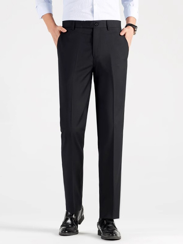 Men's Professional Tooling Straight Small Trousers 2025 Spring New Business Casual Pants All-match Solid Color Pants - Image 4