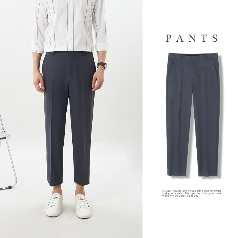 Men's Casual Pants, Black Long Trousers, Professional Workwear, Spring and Summer Cropped Suit Pants, Men's Height-Enhancing Dress Pants, Men's Trousers - Image 13