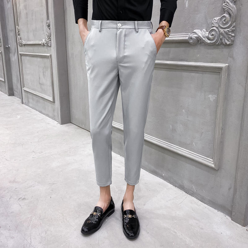 Summer Thin Drape Non-Iron Straight Cropped Dress Pants Men's Korean Business Formal High-End Casual Pants - Image 7