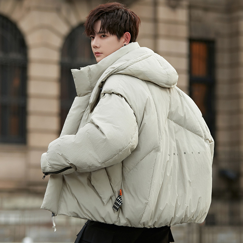24611 White Duck Down Jacket Men's 2024 Winter New All-match Short Fashionable Hooded Thickened Duck Down Casual - Image 4