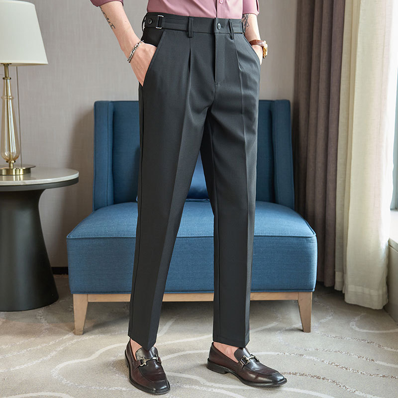 Light Luxury Naples Men's Casual Trousers Korean Style Slim-fit Small Straight Business Men's Trousers Adjusting Waist - Image 6