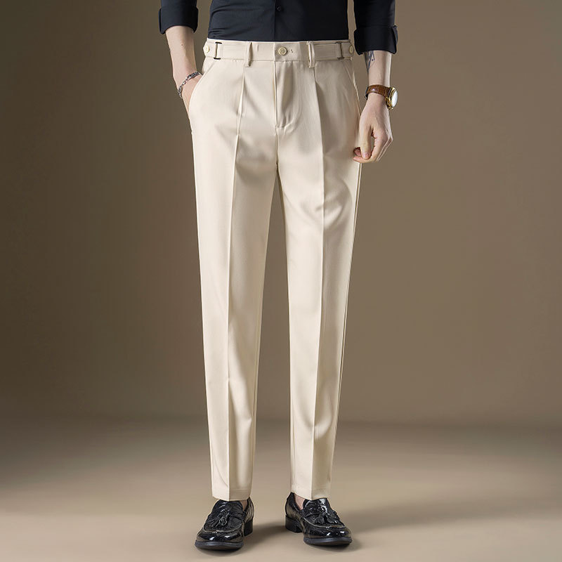 Light Luxury Naples Men's Casual Trousers Korean Style Slim-fit Small Straight Business Men's Trousers Adjusting Waist - Image 2