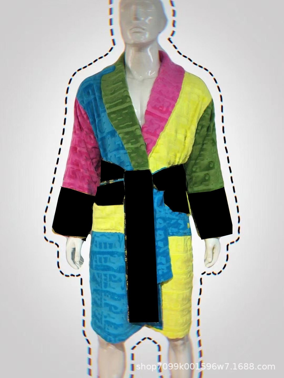 Cross-Border E-Commerce Pure Cotton Bathrobe Towel Material Unisex All-Season Lettered Bathrobe Van's Long-Style Couple's Bathrobe - Image 8
