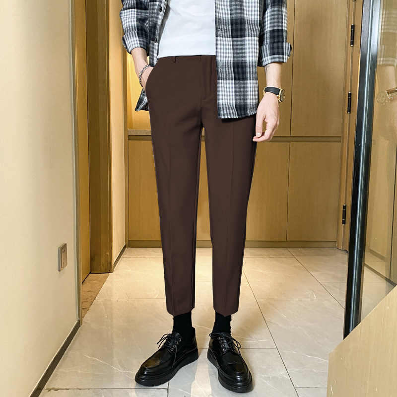 Men's Autumn Cropped Suit Pants High-End Drape Slim Business Casual Straight-Leg Dress Pants Trendy - Image 17