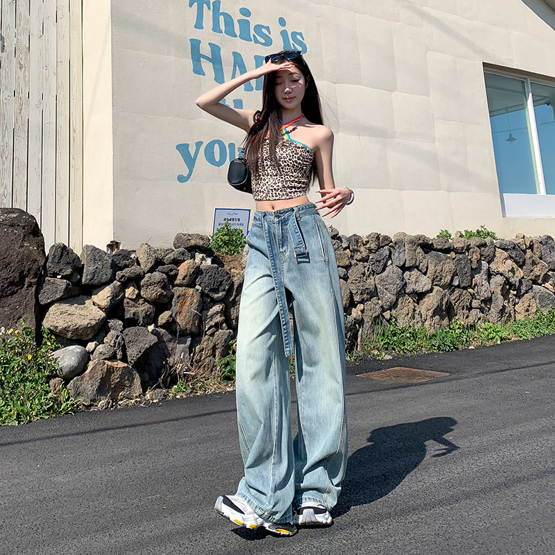 American Retro Loose Wide-Leg Jeans for Women 2025 Summer New Casual High-Waisted Slim Straight-Leg Floor-Length Pants - Image 6