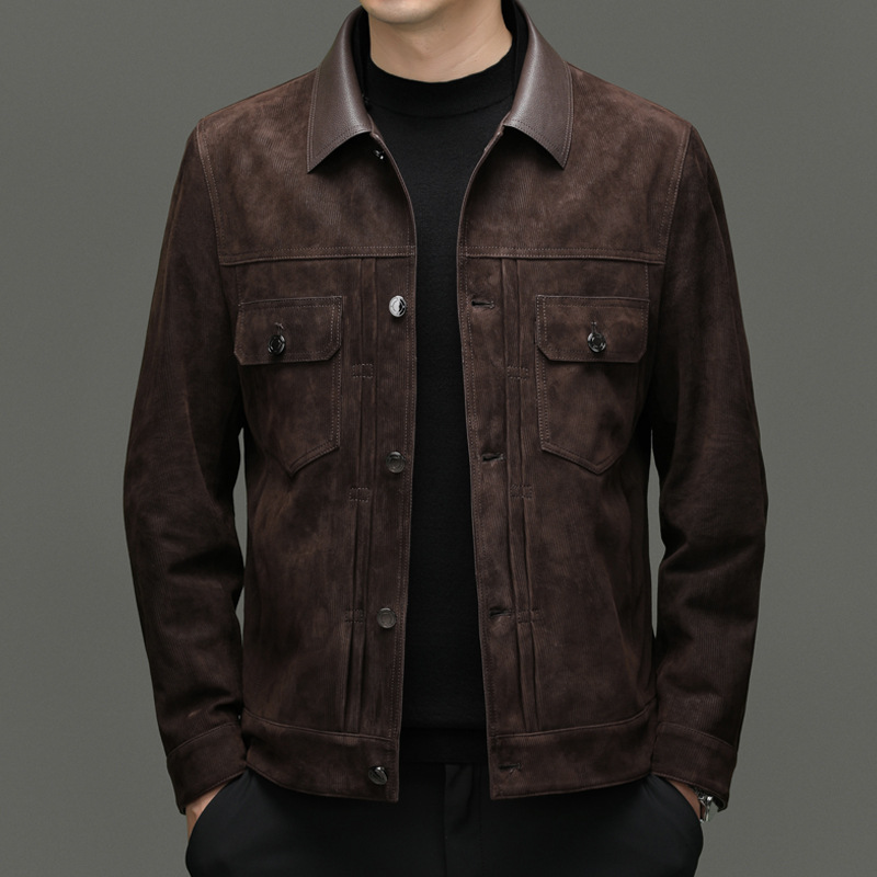 Men's Autumn and Winter New Sheep Suede Jacket Jacket Youth Casual Fashion Handsome Leather Top Men's Leather Jacket Men - Image 6