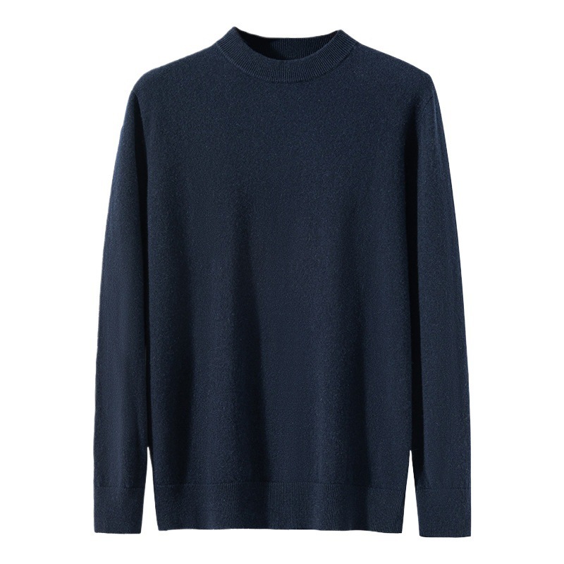 100% Pure Cashmere Men's Half Turtleneck Loose Casual Pure Color Business Urban Bottoming Knitwear Autumn and Winter New Style - Image 5