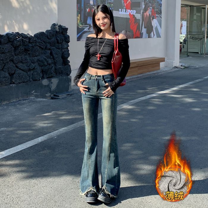 High Waist Slim-fit Hot Girl Blue Micro La Jeans Women's 2025 Spring New Retro Slim-fit Horseshoe Pants - Image 12