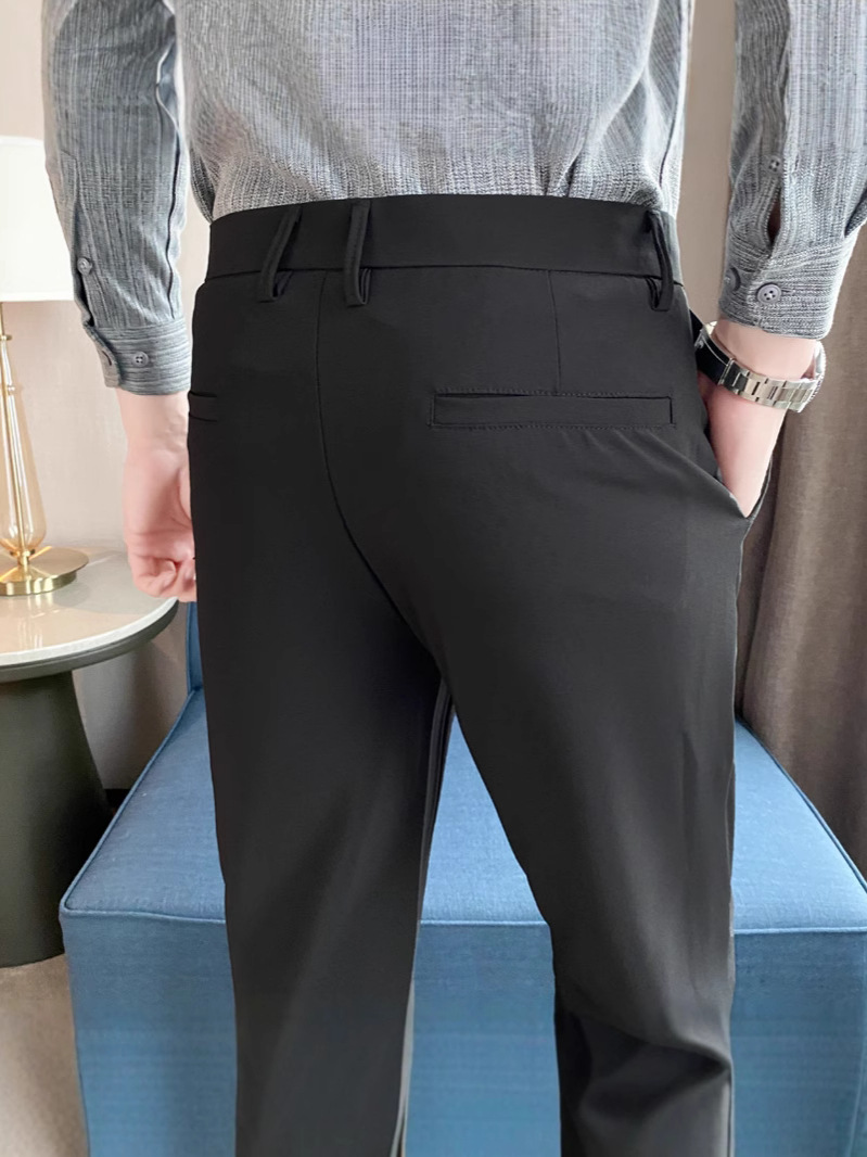 Korean Style Small Western Trousers Men's Autumn and Winter Business Slim-fit Straight Ankle-length Pants 2024 New Arrival Light Luxury Suit Trousers - Image 4