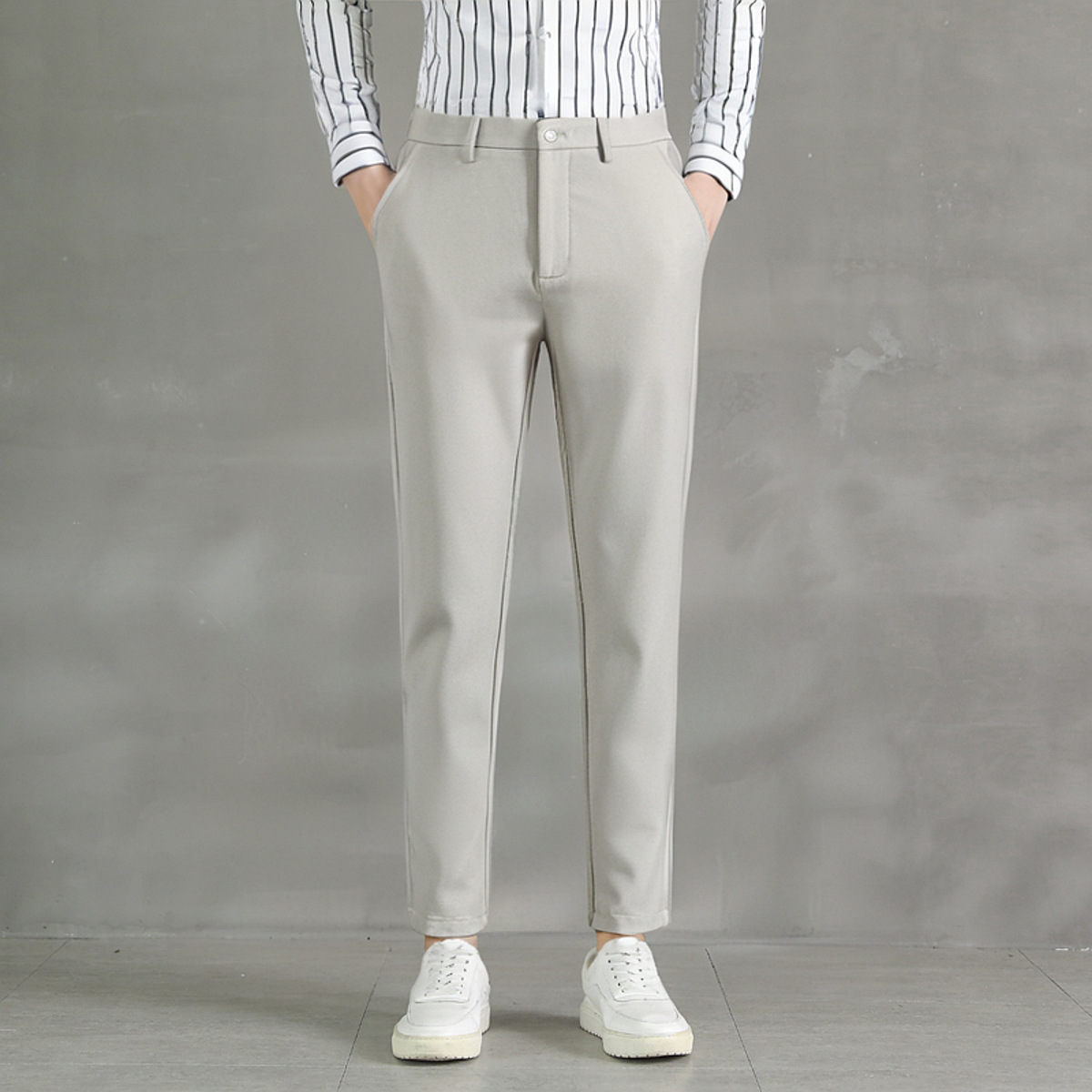 Cool Slim-Fit Straight-Leg Cropped Pants for Men, New Summer Business Casual High-End Drape Suit Trousers - Image 8