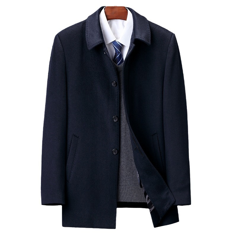 Short Fashionable Cashmere Outwear for Men in Winter with down Lining and Thickeneded Woolen Jacket for Middle-Aged and Elderly Dads - Image 5