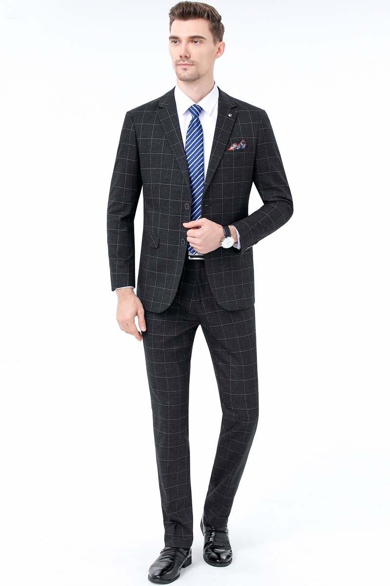 Autumn and Winter New Style Young and Middle-Aged Men's Suit Korean Style Business Slim Plaid Fashion Wedding Professional Dress - Image 3