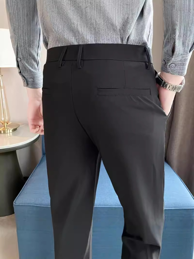 Korean Style Small Suit Pants Men's Summer Thin Pants Straight Business Casual Pants Cropped Black Men's Suit Pants - Image 4