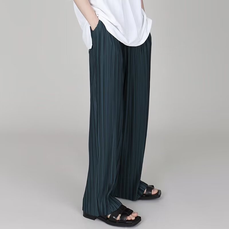 Sense Pants Men's Pleated Loose Straight Wide Leg Pants Pleated Draped Casual Pants High Street Pants - Image 2