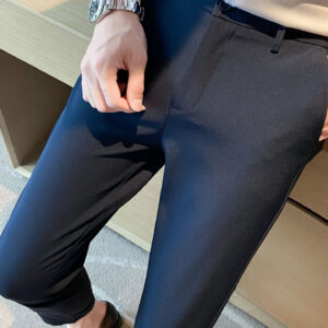 Korean Style Small Suit Pants Men’s Summer Thin Pants Straight Business Casual Pants Cropped Black Men’s Suit Pants