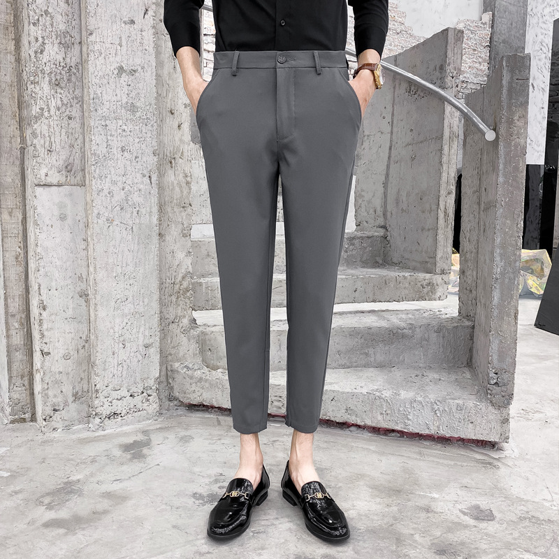 Summer Thin Drape Non-Iron Straight Cropped Dress Pants Men's Korean Business Formal High-End Casual Pants - Image 9