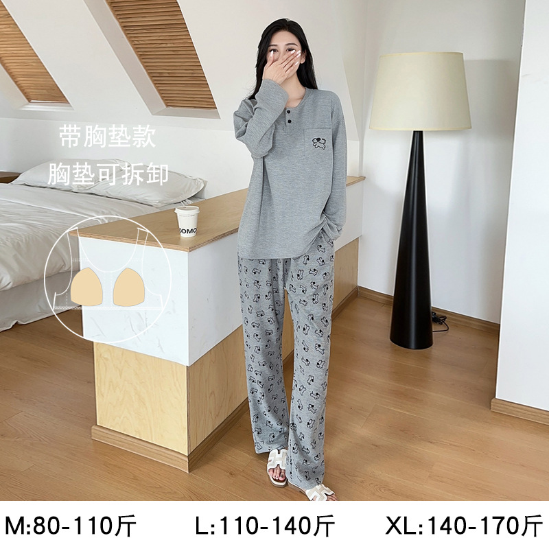 Women's Modal Pajamas Spring Long Sleeve Set with Chest Pads Pure Desire Plus Size Lace 2026 New Spring and Autumn Homewear - Image 12