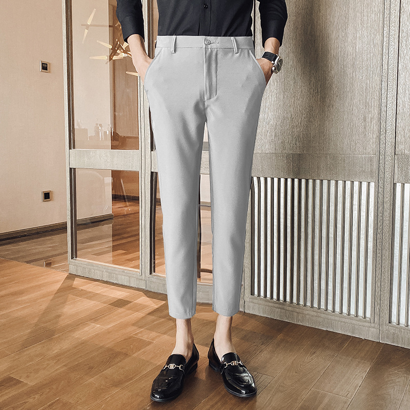 Spring New Arrival Cropped Trousers Men's Draping Slim-Fit Small Straight Casual Men's Non-Ironing Suit Long Pants All-Match - Image 11