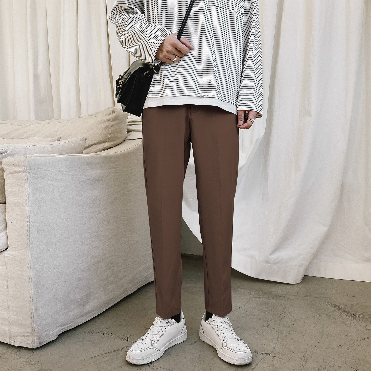 Summer Cool Casual Cropped Pants Drape Wrinkle-Free Slim Fit Professional Men's Pants Business Suit Trousers Versatile Formal Pants - Image 12