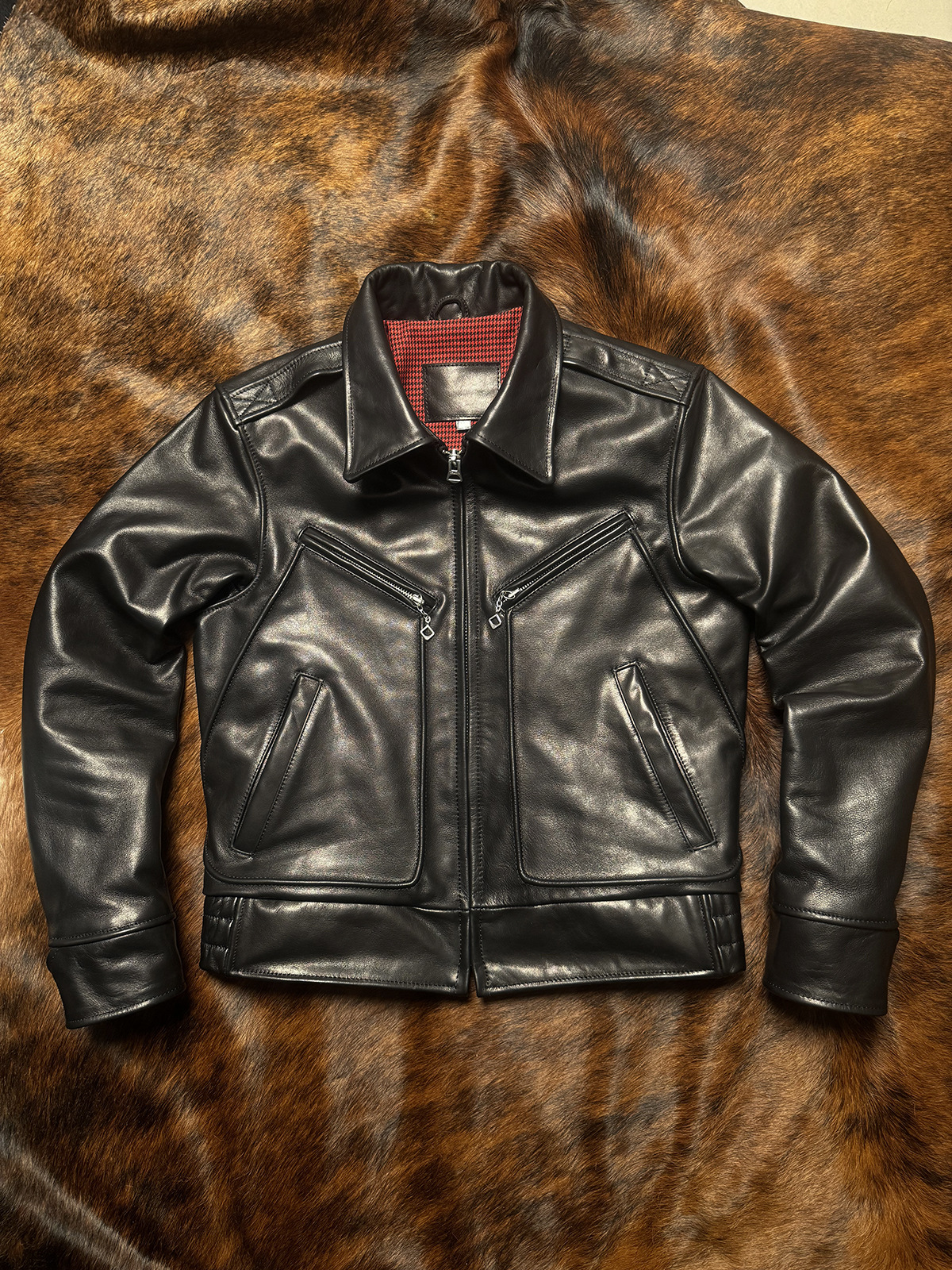 Imported Full-Grain Waxed Calfskin Mechanic's Leather Jacket, Genuine Leather Men's Short Slim-Fit Lapel Vintage Trendy Retro