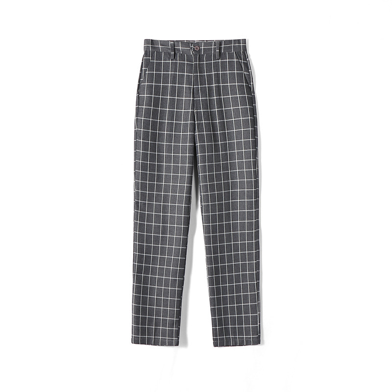 Factory Direct Sales Special Price Men's and Women's Plaid Trousers High-Waisted Student Trousers Evening Matte Gray Small Grids Olive Grids Class Uniform - Image 8