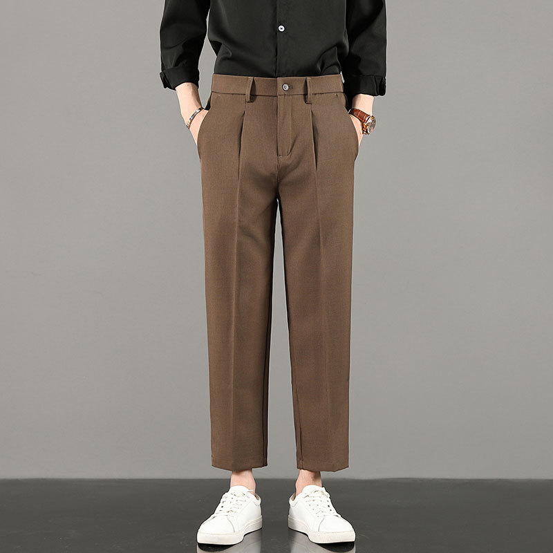 2025 Autumn Loose Casual Business Elastic Luxury Draped Men's Trousers Nine-Point Pants - Image 11