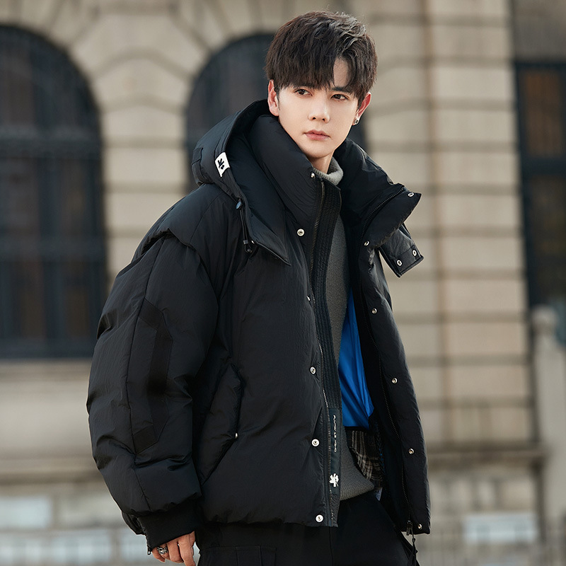 24611 White Duck Down Jacket Men's 2024 Winter New All-match Short Fashionable Hooded Thickened Duck Down Casual - Image 2