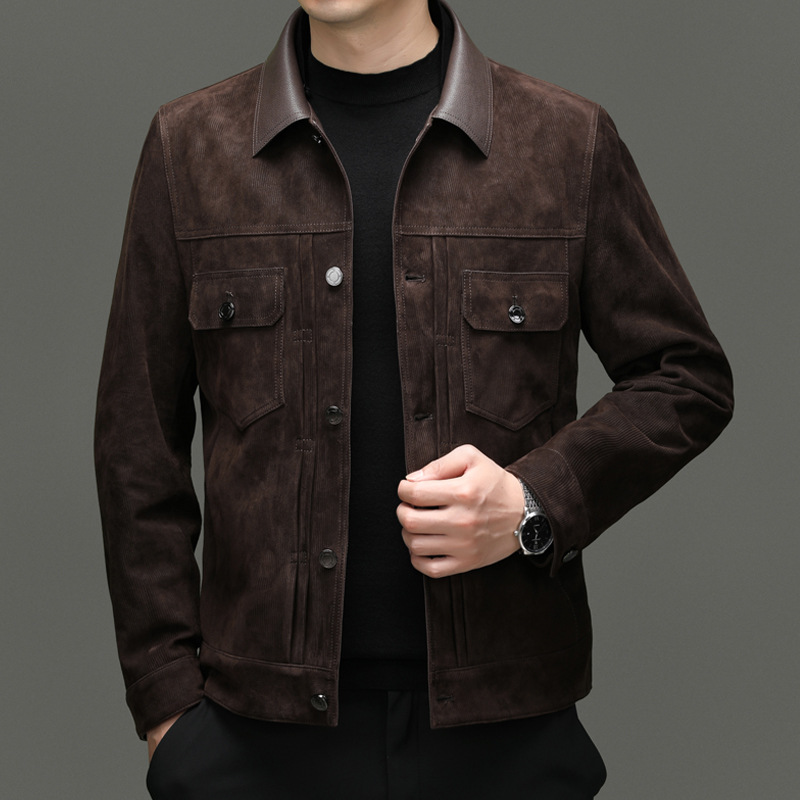 Men's Autumn and Winter New Sheep Suede Jacket Jacket Youth Casual Fashion Handsome Leather Top Men's Leather Jacket Men - Image 3