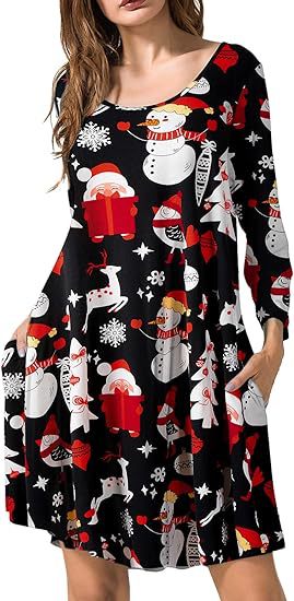 2024 autumn and winter Halloween Christmas holiday color casual T-shirt dress - Image 7