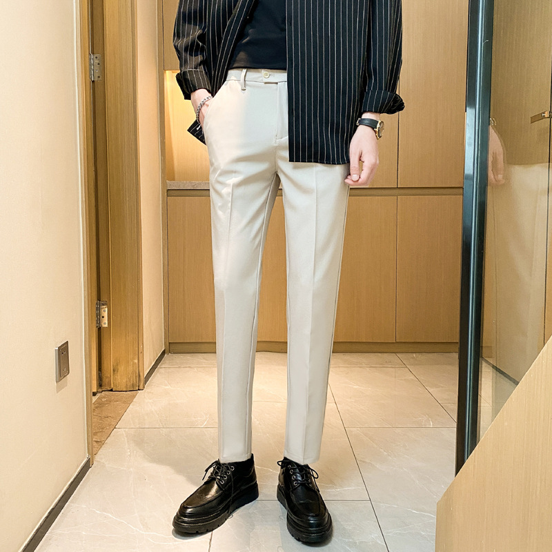 Men's Autumn Cropped Suit Pants High-End Drape Slim Business Casual Straight-Leg Dress Pants Trendy - Image 10