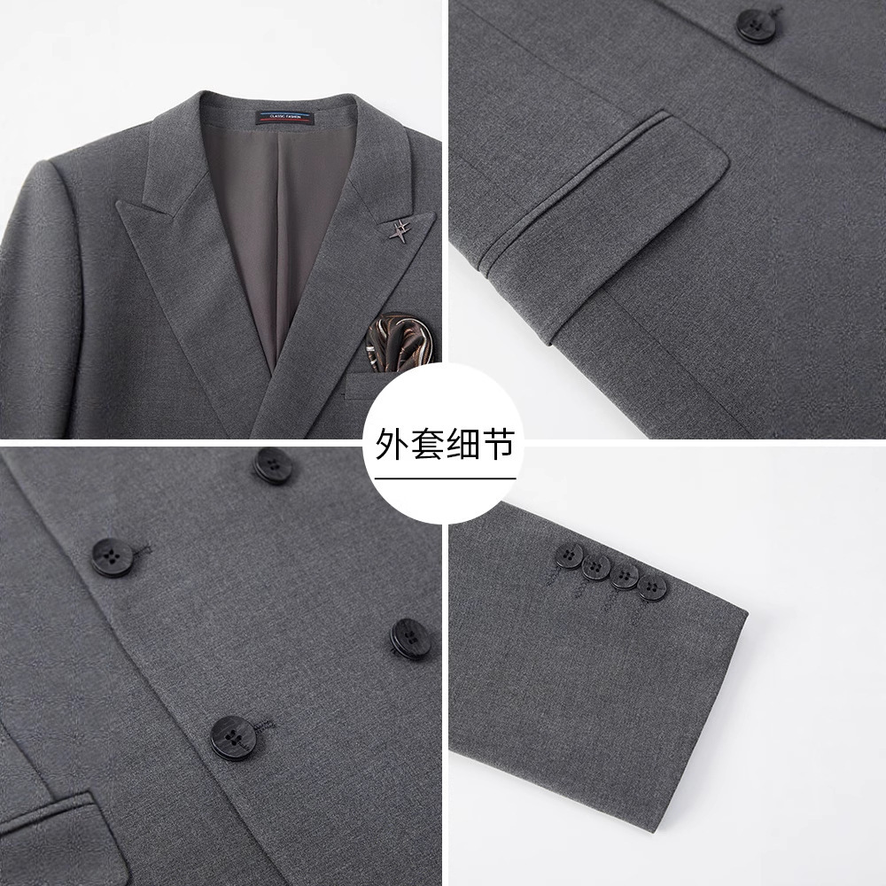 2025 New High-End Men's Suit Three-Piece Suit Light Business Professional Casual Korean Style Wedding Groom Suit - Image 4