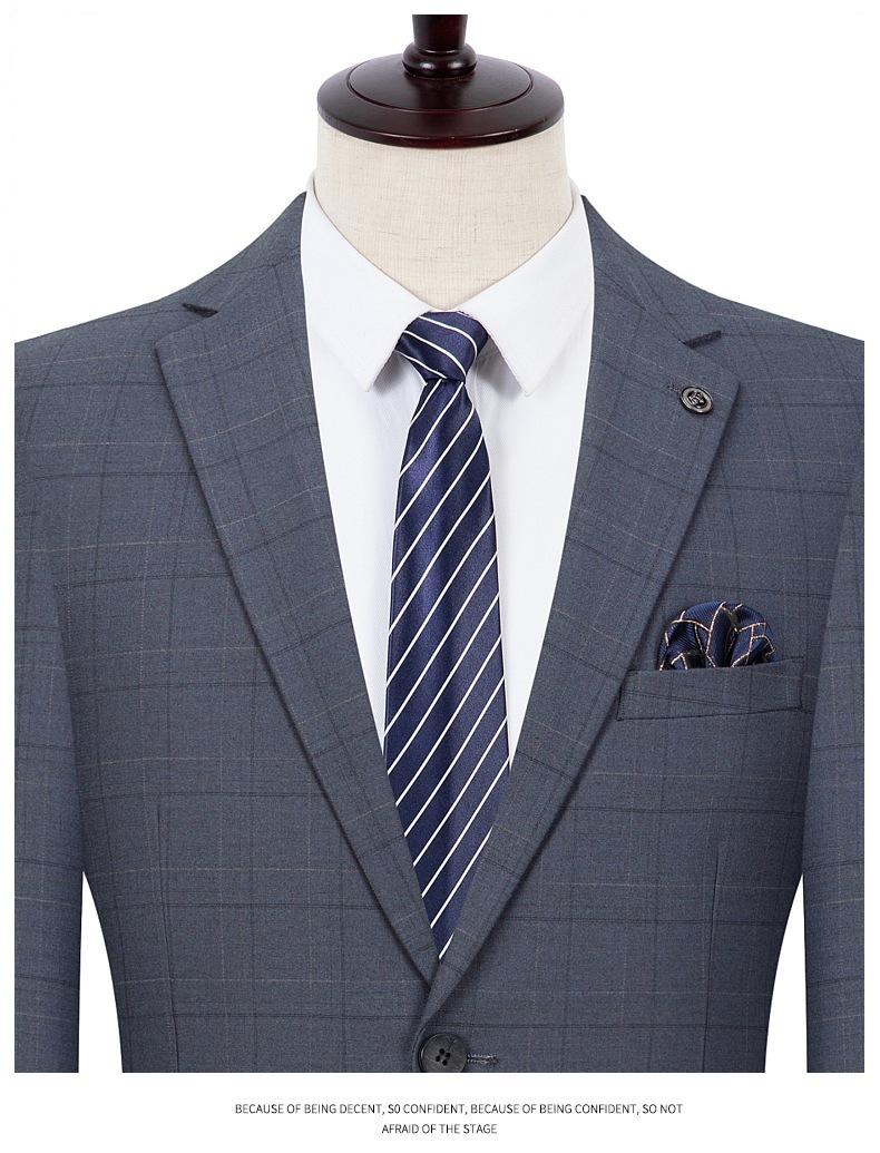 2026 Spring New Men's Suit Vest Plaid Double Slit Business Casual Professional Suit White-Collar Suit for Men - Image 2