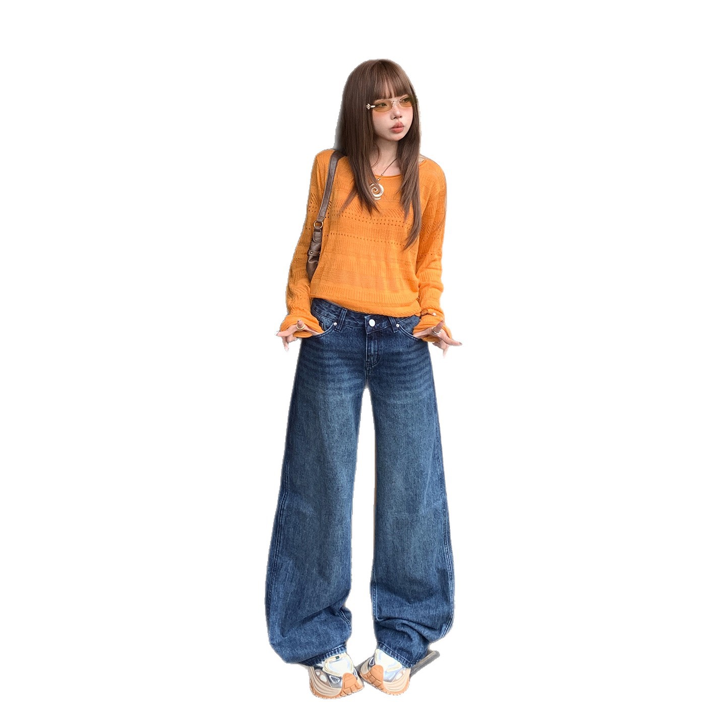 2025 Retro Loose Low-Waist Wide-Leg Pants Autumn and Winter New Style Slimming and Taller Straight-Leg Floor-Length Jeans Trendy - Image 5