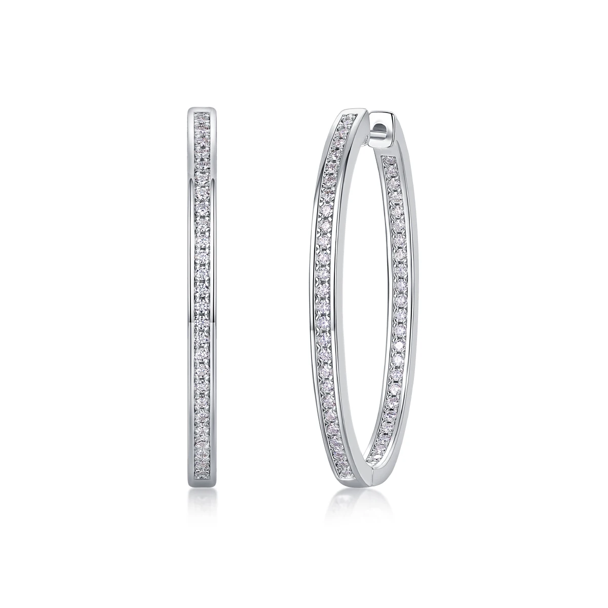 JIUZUAN D color moissanite large circle earrings 925 silver plated 18K platinum women's shiny high jewelry with certificate - Image 7
