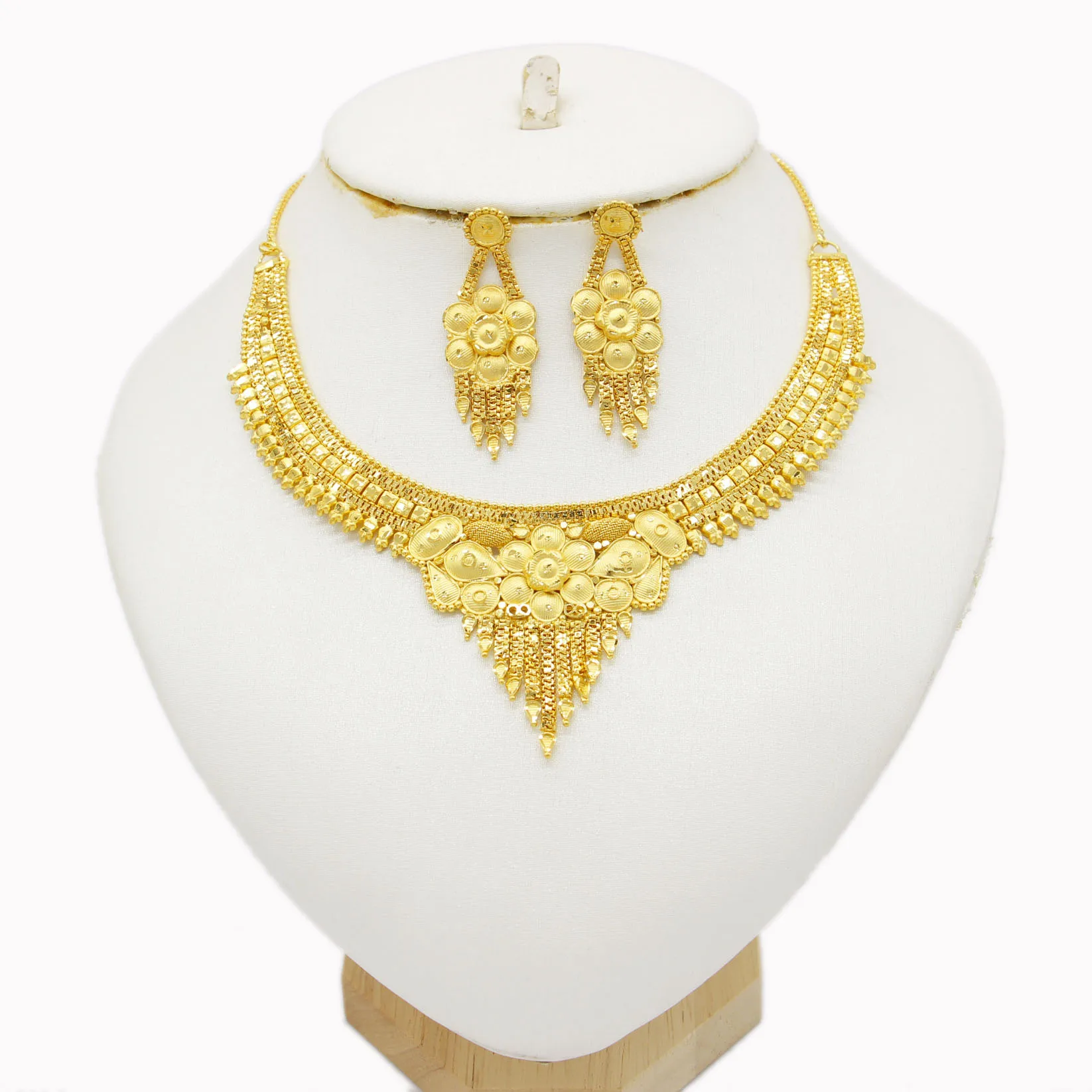 Adixyn African Two Desigh Tassels Necklace Earrings Jewelry Set Gold Color/Copper Arab Dubai Wedding Party MOM Gifts n071349 - Image 7