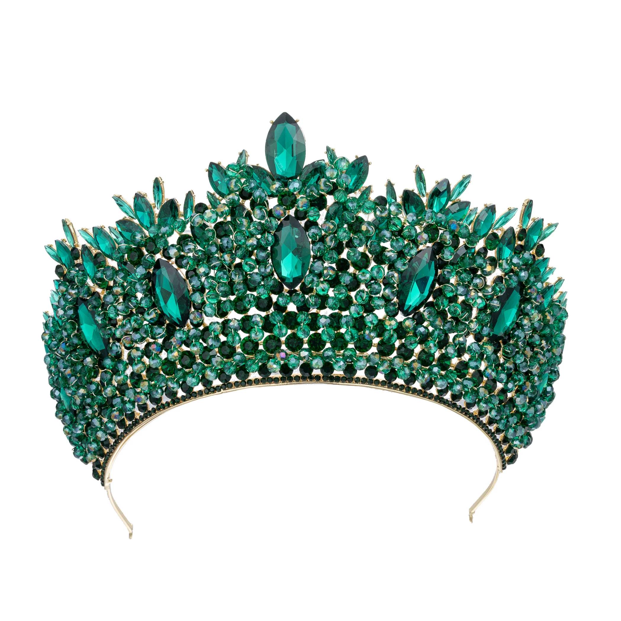 Baroque Wedding Crowns For Pageant Miss Universe Big Crystal Bridal Tiara Crown For Wedding Bride Diadem Hair Jewelry Headdress