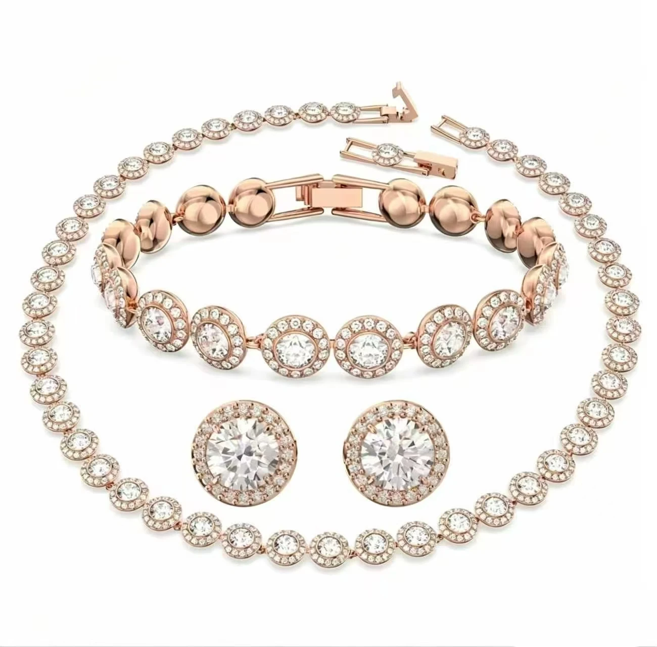 High-quality classic zircon necklace, bracelet, and stud earring set, S925 silver, gift, banquet, couple, anniversary - Image 4