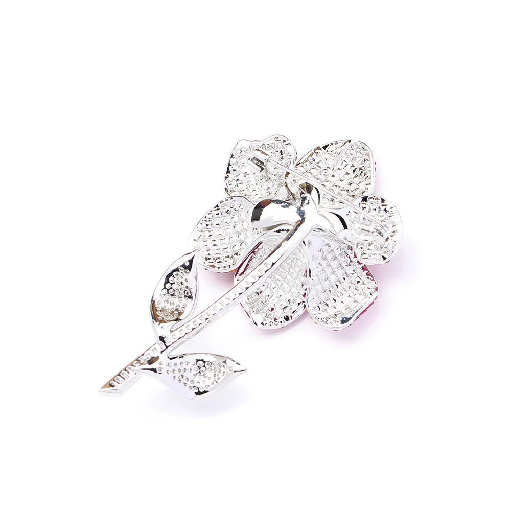 Luxury Heavy Industry Unfamed Red Crystal Flower Brooch High End Exaggerated Elegant Bouquet Jewelry Pin Women's Accessory - Image 6