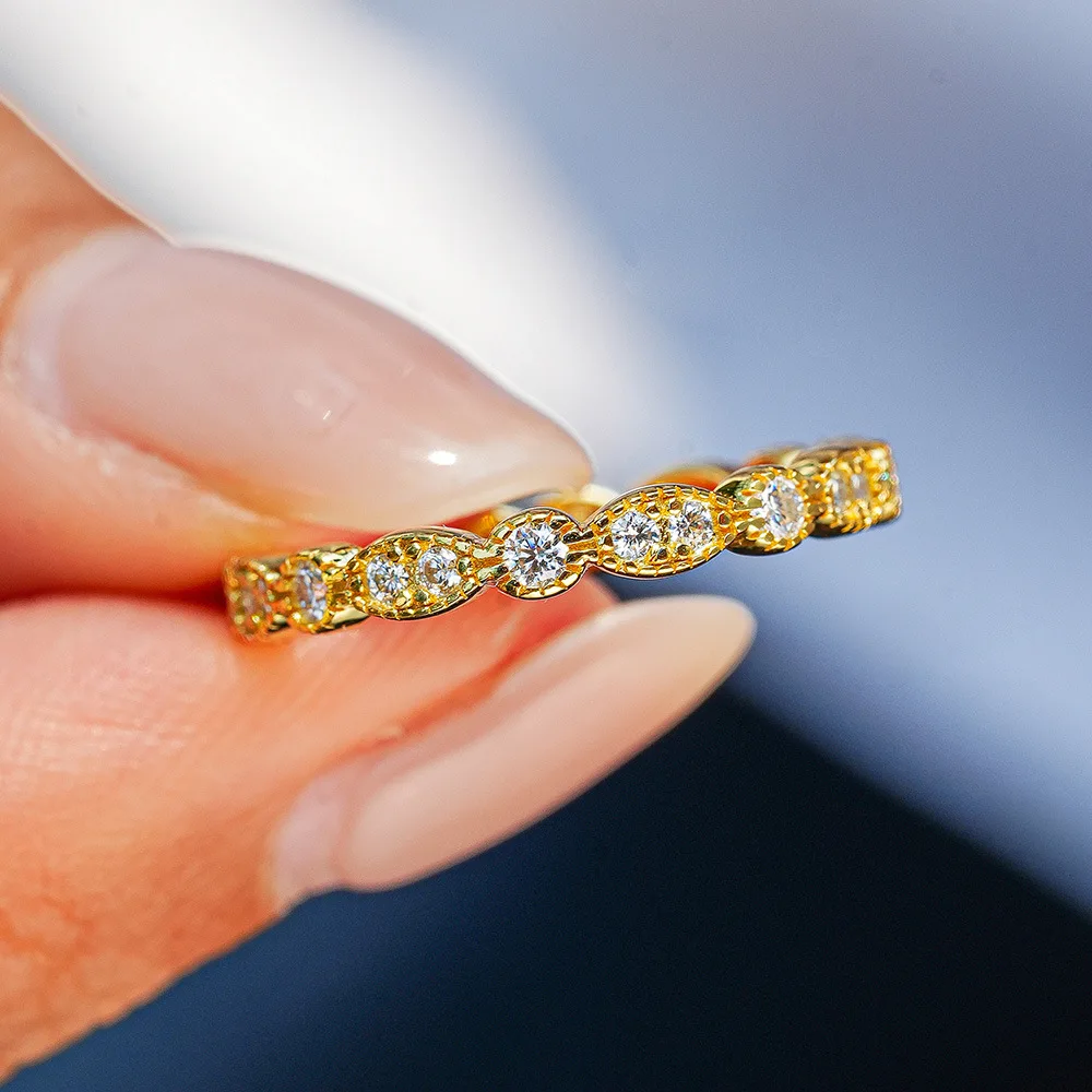 Lumira Elegant Real 18K Gold Ring Set with Moissanite Luxury for Women Fashion Wedding Party Charm Jewelry Band - Image 3