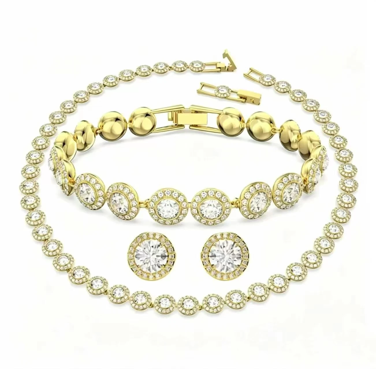 High-quality classic zircon necklace, bracelet, and stud earring set, S925 silver, gift, banquet, couple, anniversary - Image 3