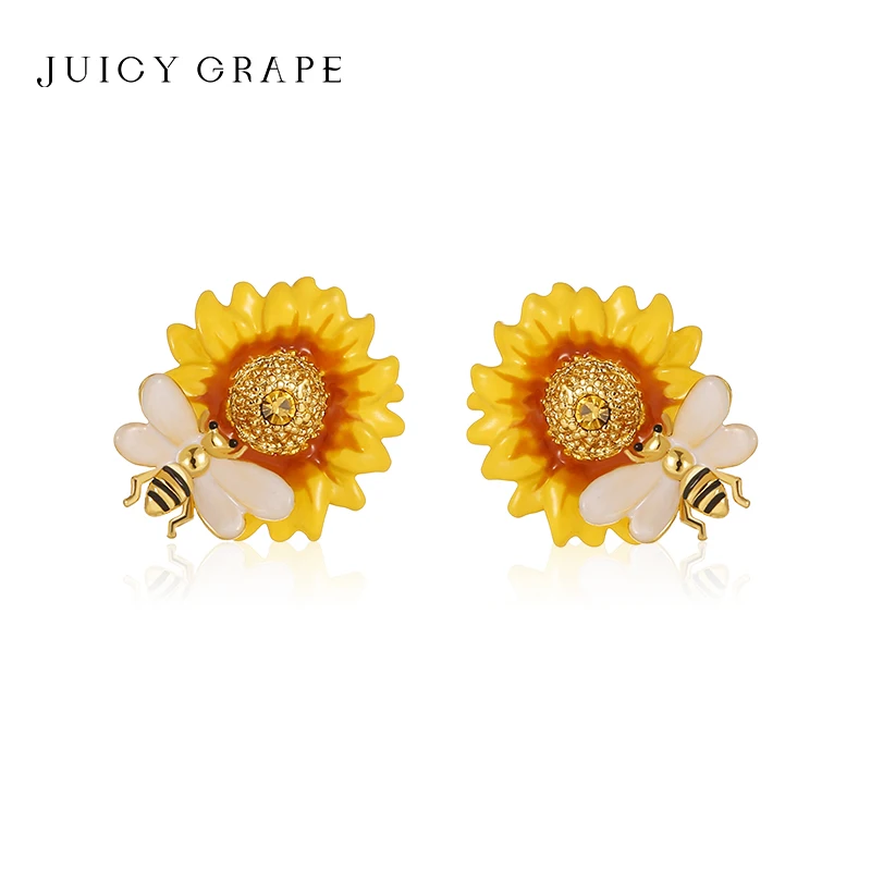 Juicy Grape Sunflower Enamel Jewelry Collection 18K Gold Plating Hand-Painted Enamel Wedding Party Elegant Gift Fine Jewelry - Image 15