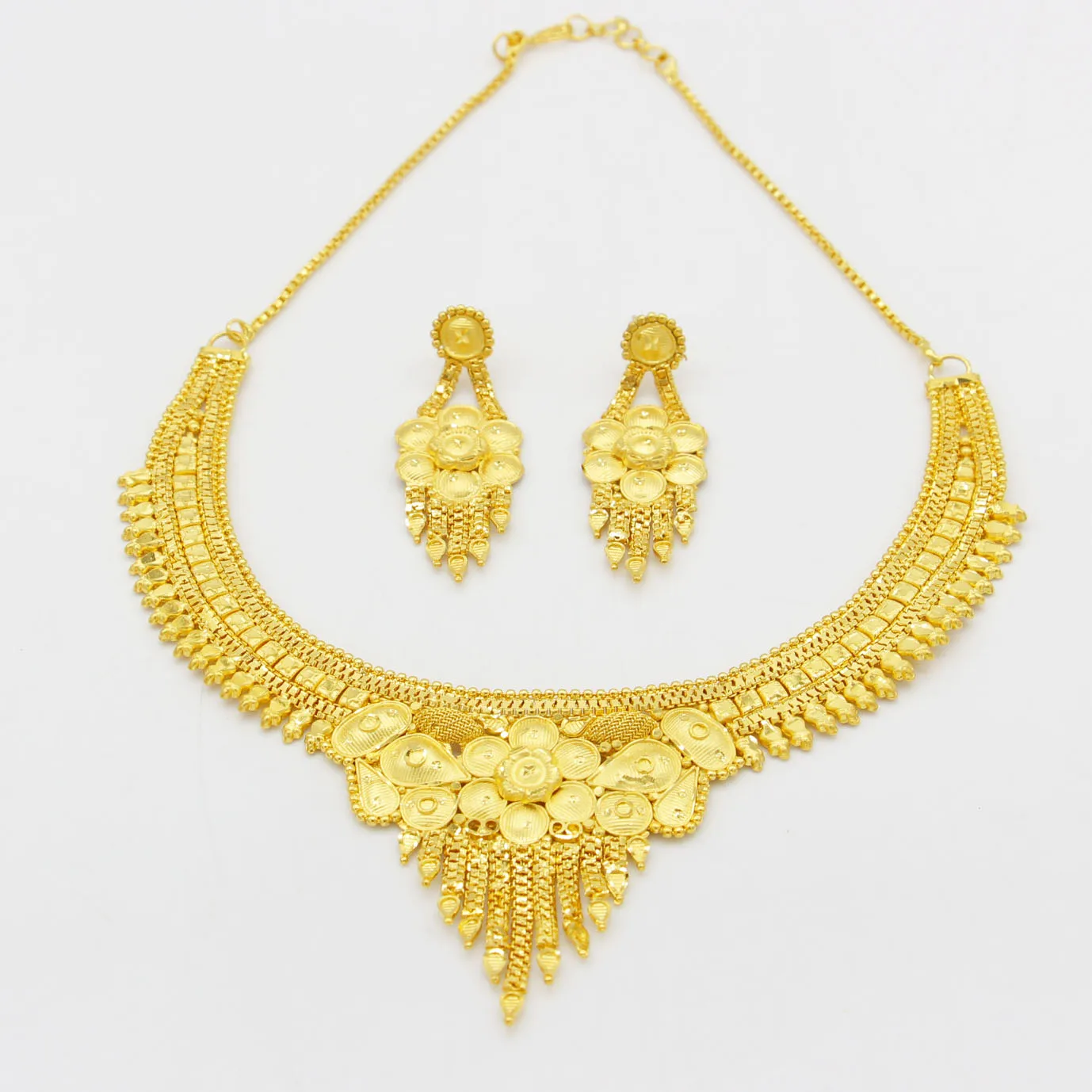 Adixyn African Two Desigh Tassels Necklace Earrings Jewelry Set Gold Color/Copper Arab Dubai Wedding Party MOM Gifts n071349 - Image 5
