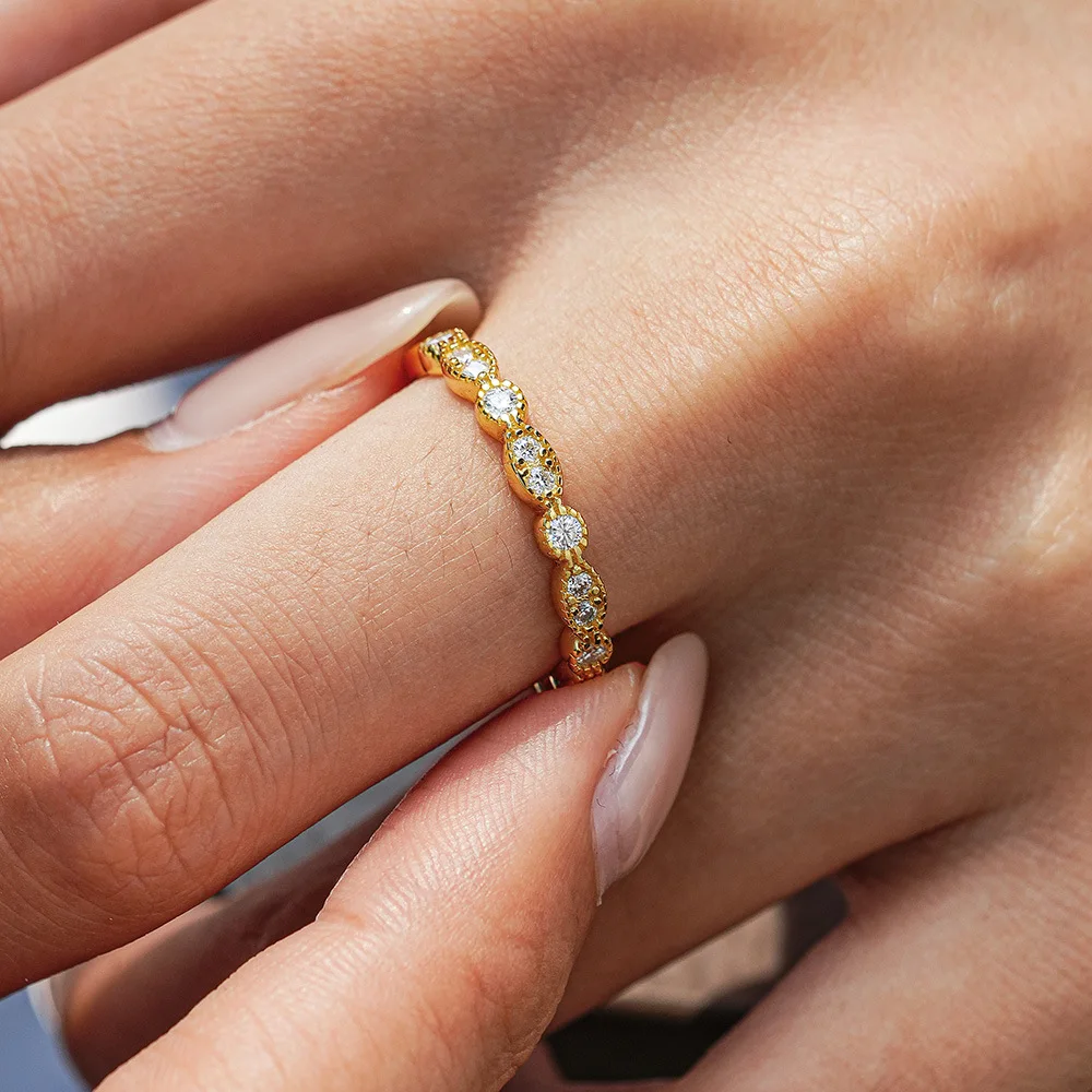 Lumira Elegant Real 18K Gold Ring Set with Moissanite Luxury for Women Fashion Wedding Party Charm Jewelry Band - Image 4