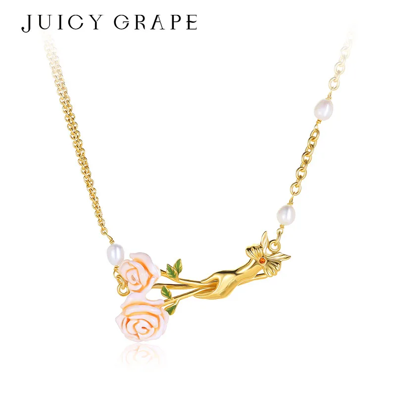 Romantic Rose Pearl Necklace Choker Luxury Floral Enamel Jewelry for Women Girls Party Wedding Trend 2026 - Image 4