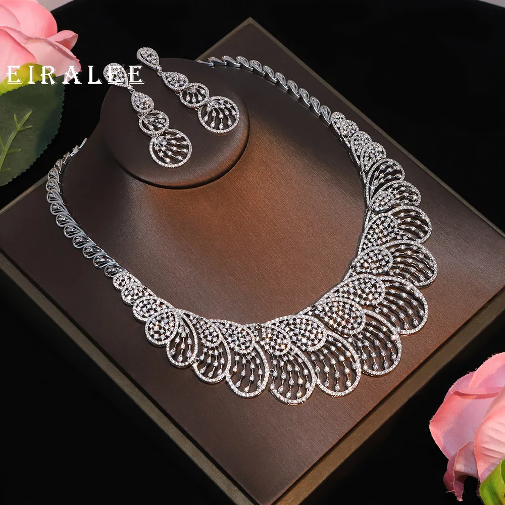 Luxury crystal zircon and multi-layer pearl necklace sets are elegant bridal jewelry for women on wedding occasions - Image 7