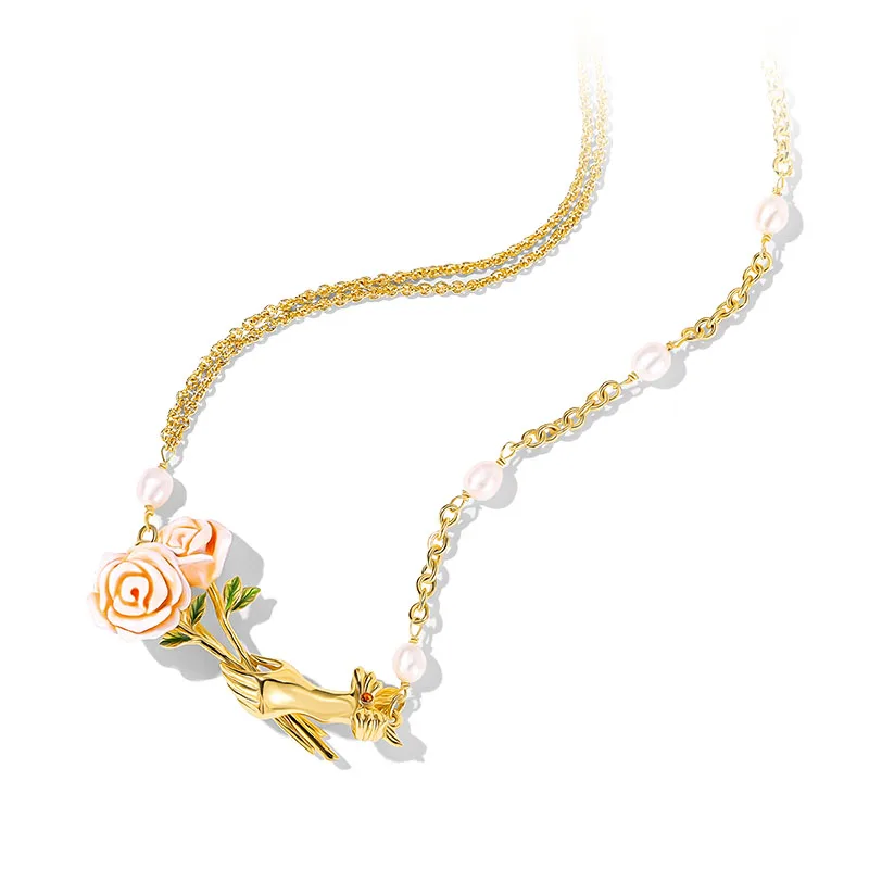 Romantic Rose Pearl Necklace Choker Luxury Floral Enamel Jewelry for Women Girls Party Wedding Trend 2026 - Image 7