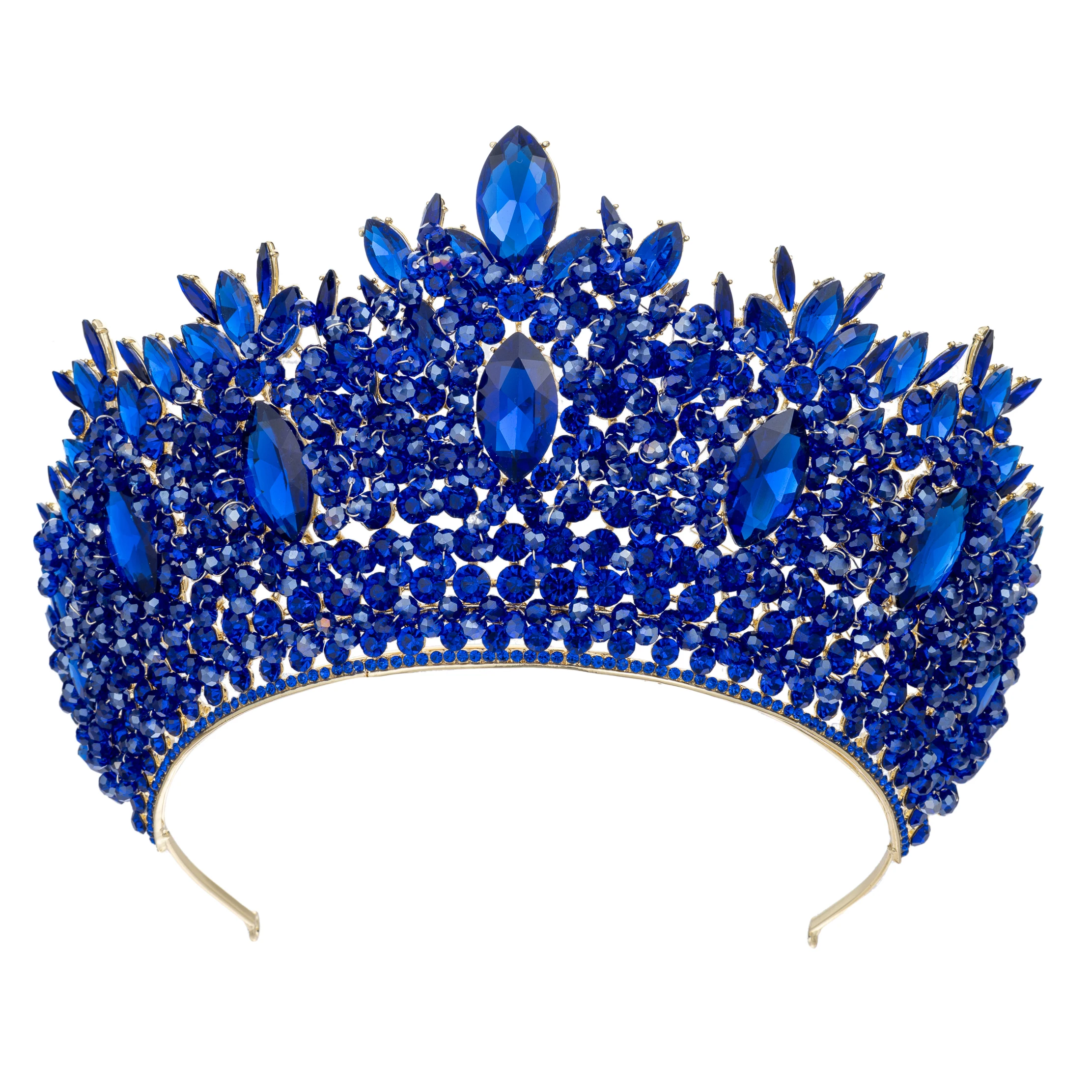Baroque Wedding Crowns For Pageant Miss Universe Big Crystal Bridal Tiara Crown For Wedding Bride Diadem Hair Jewelry Headdress - Image 4