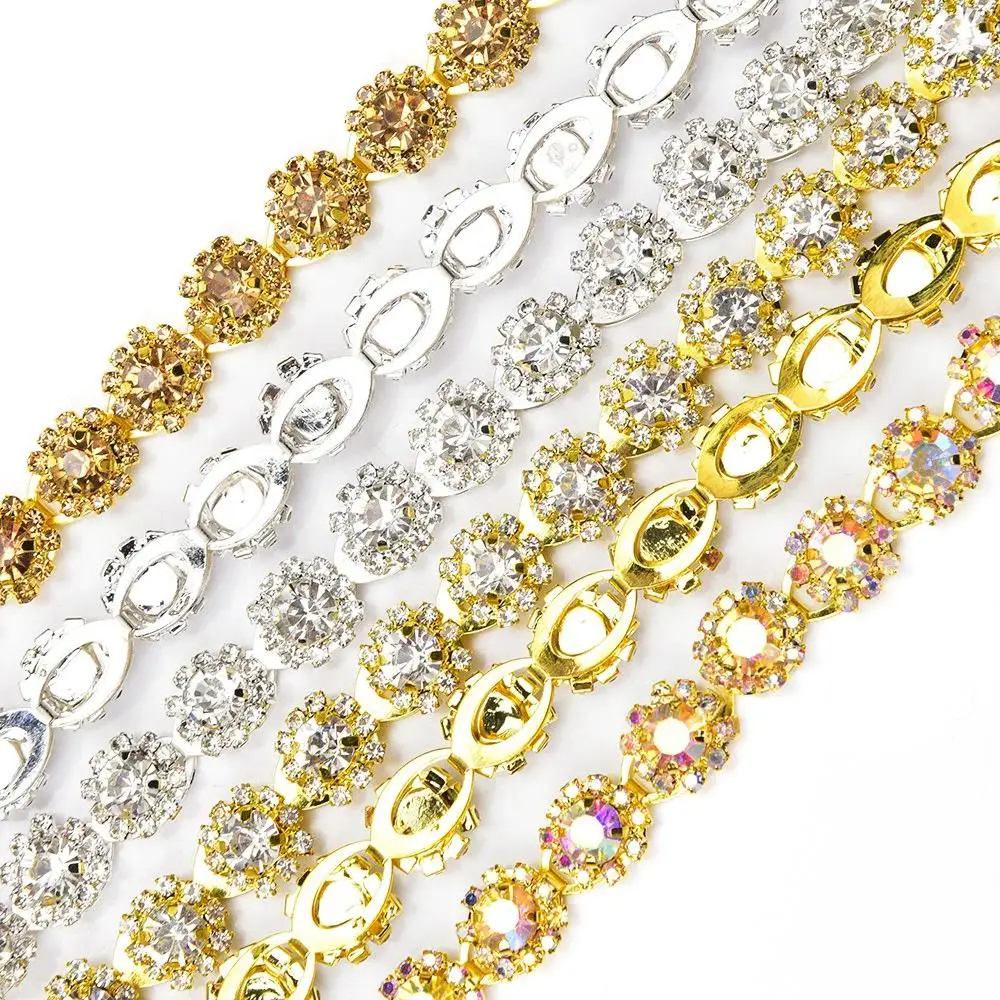 10Yard Rhinestone Chain Crystal Diamond DIY Crafts Wedding Decoration Fashion Gift Golden Rhinestone Ribbon Clothing Accessories - Image 6