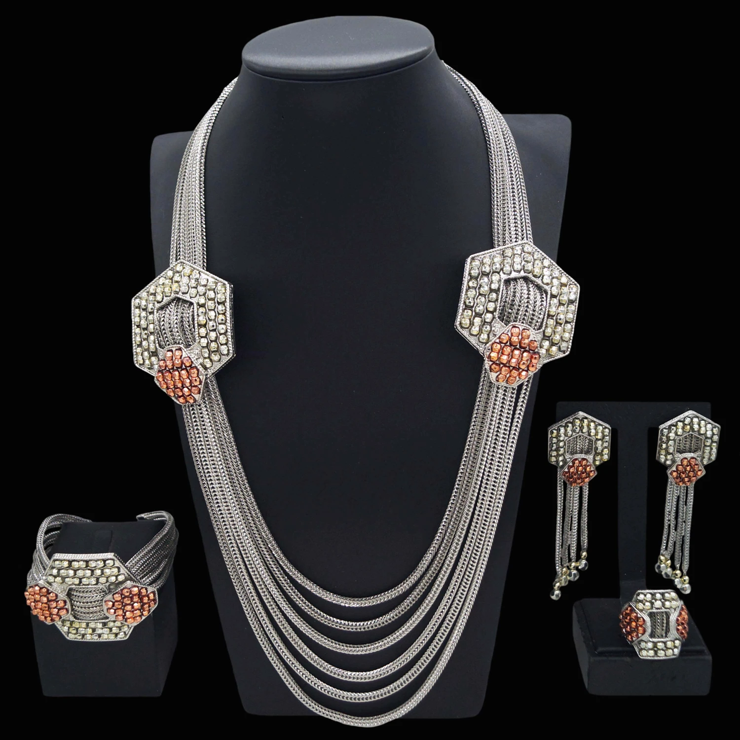 Italian High Quality Fashion Jewelry Set 18K Gold Plated Women Necklace Earrings Ring Party Engagement Gift - Image 6